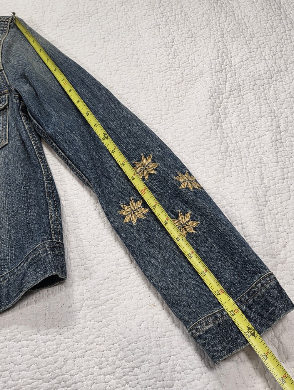 Chaps Embroidered Denim Jacket - Blue - Picture 7 of 13